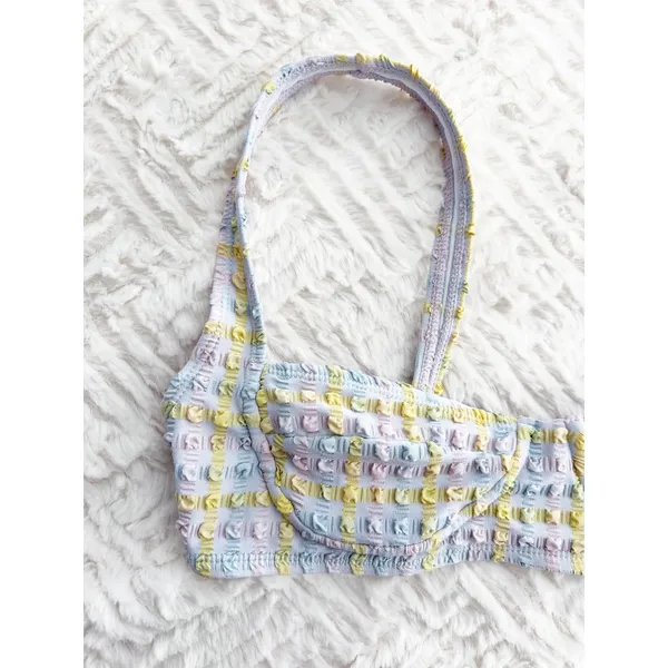 GB Gianni Bini Crush Pastel Gingham Seersucker Balconette Bikini Top Coquette - Image 8