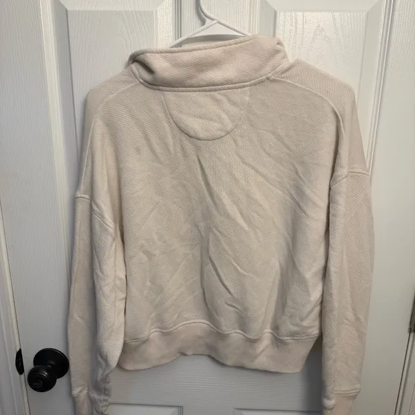 American Eagle Cream Snap Neck Pullover Sweatshirt - Image 2