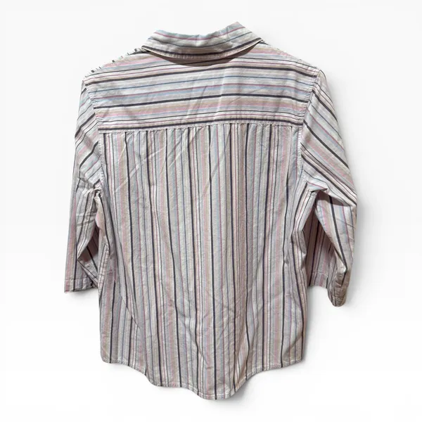Orvis Button Down Shirt Womens 10 Pink Multi Stripe Excellent‎ 3/4 Sleeve Cotton - Image 5