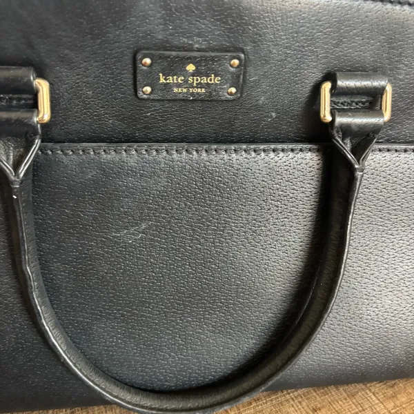 kate spade black leather handbag purse bag - Image 7