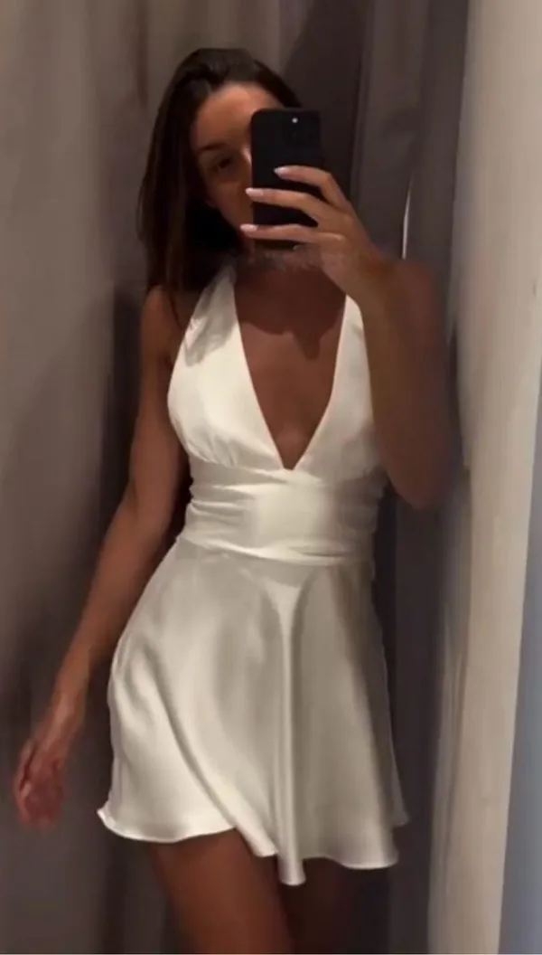 Zara halter dress satin effect bow back tied wedding party coctail shower - Image 7