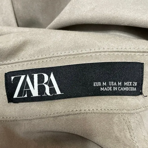 Zara Beige Long Sleeves Buckle Belt Double Breasted Trench Coat Jackets Size M - Image 4