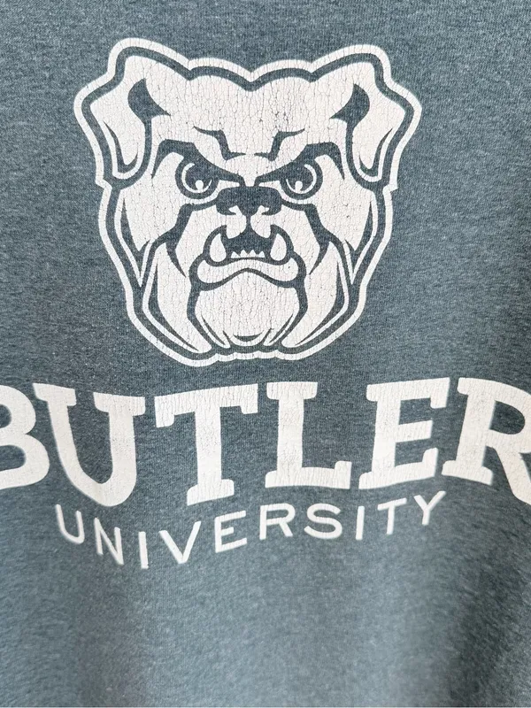 Butler University Bulldogs Off-Shoulder T-Shirt Gray College Tee - Image 3