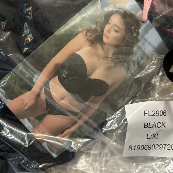 Black Lace Bustier Corset Top L/XL NWT Strapless Longline Gothic Festival - Image 6