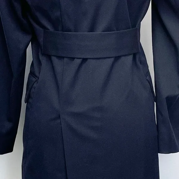 Victor Alfaro Womens Trench Coat Small Navy‎ Chic Preppy Quiet Luxury Old Money - Image 4