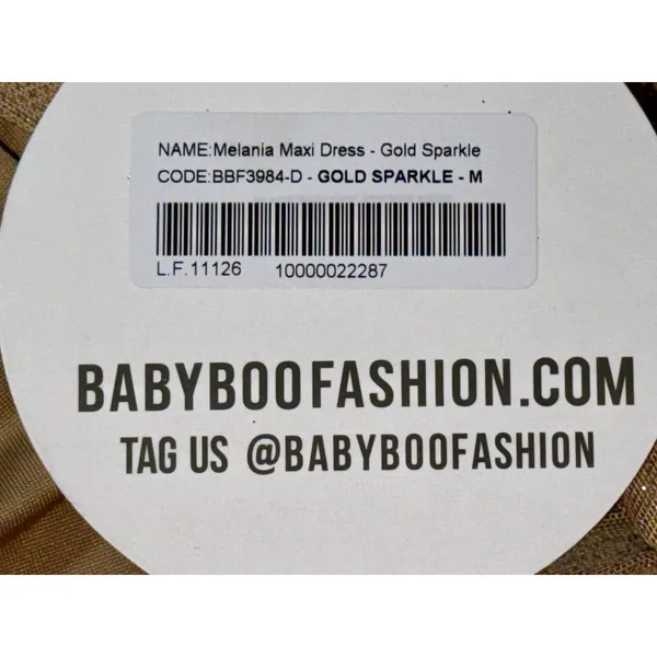 NWT Babyboo Melania Gold Sparkle Ruched Halter Plunge V-Neck Maxi Dress Size M - Image 14