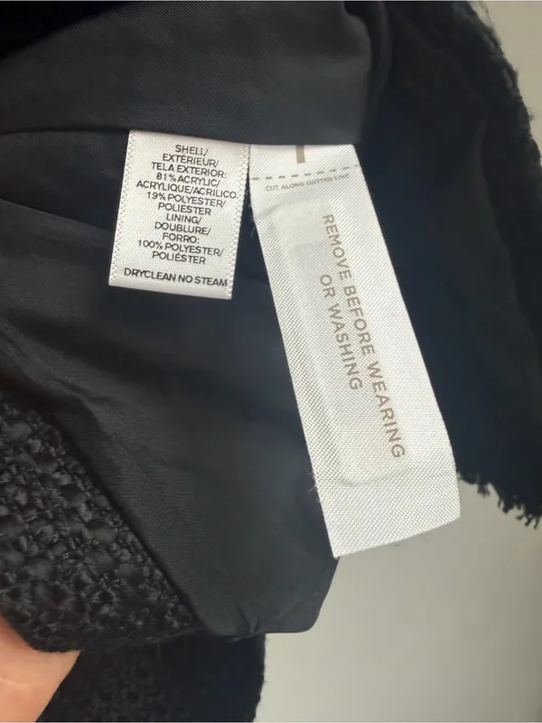 LOFT Black Textured Open-Front Coat Blazer - Image 4