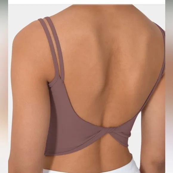 Halara Double Straps Backless Twisted Cropped Yoga Tank Top - Image 2