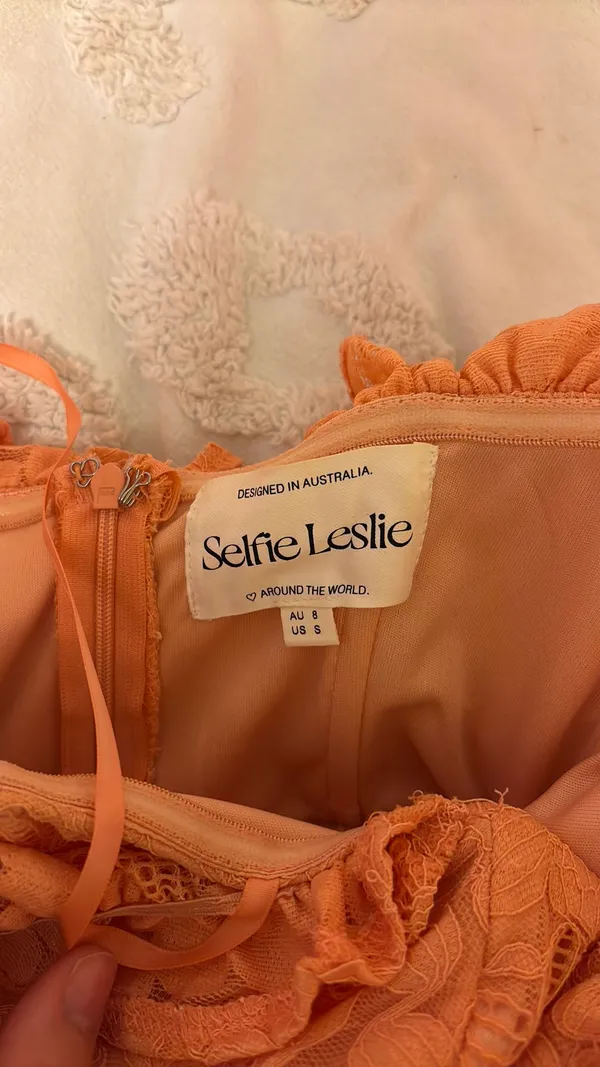 Selfie Leslie Orange floral off the shoulder dress - Image 3
