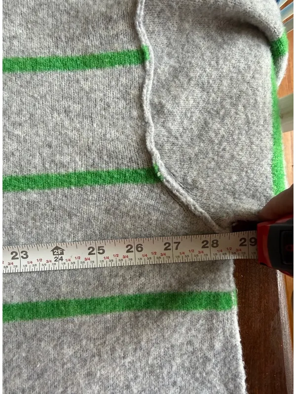 Aerie Gray Sweater with Green Stripes, Size Large - Image 6