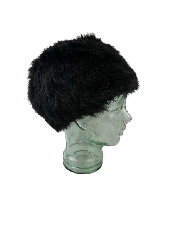 *Liz Claiborne Black Faux Fur Hat Womens One Size Fits Most Winter Outerwear - Image 3