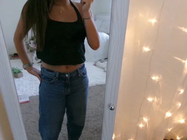 Free People Black Open Back Halter Crop Top - Image 3