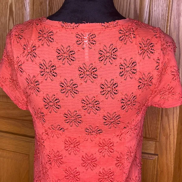 Free People Daisy Lace Godet‎ Fit & Flare Mini Dress Orange Persimmon Size Large - Image 11