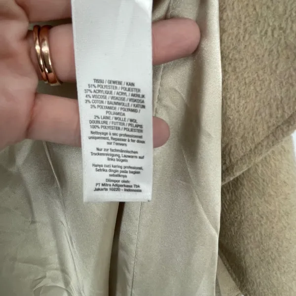 Wallis Petite Wool Blend Waterfall Coat Womens 6P Beige‎ Open Front Jacket - Image 4