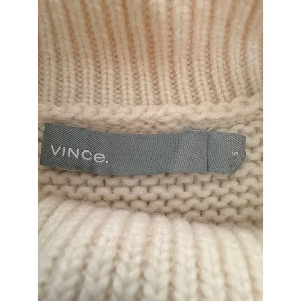 Vince Wool Cashmere Turtleneck Sweater Cream Off White Waffle Knit Small - Image 3