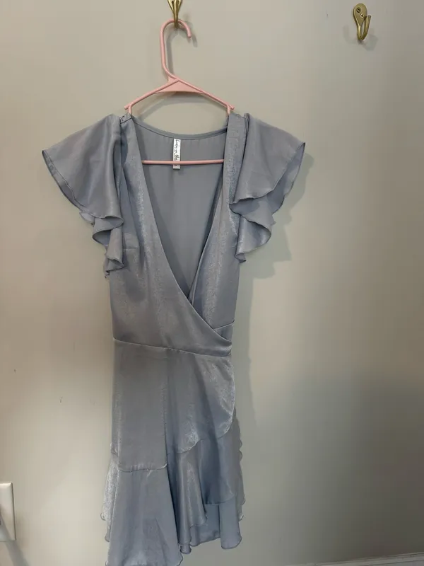 Lucy in the Sky Mini Blue Dress Wrap - Image 2