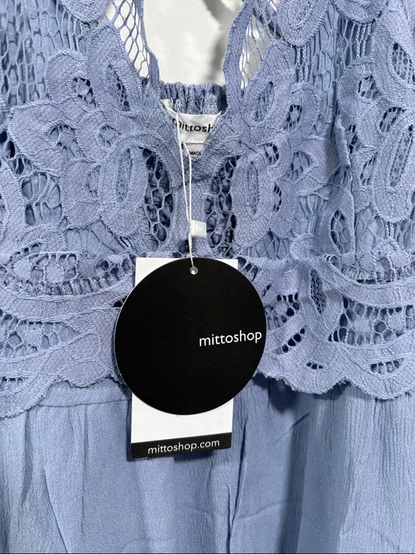 mittoshop Dusty Blue Ruffle Hem Sundress - Image 9