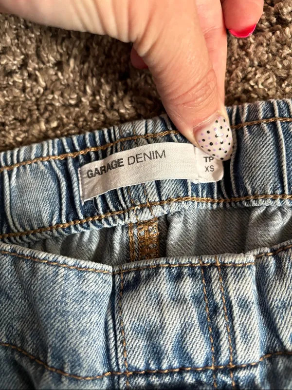 Garage Relaxed Light Blue Cargo Jeans with Drawstring Ankles - Image 2