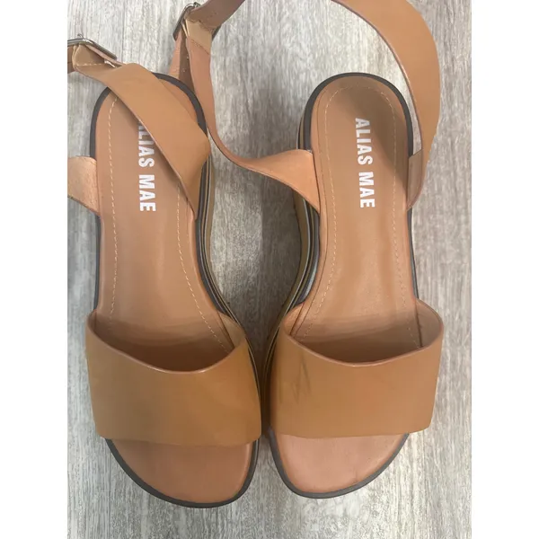 Alias Mae Oasis Sandwich Platform Sandal in Light Tan Leather. Women's‎ Size 36 - Image 3