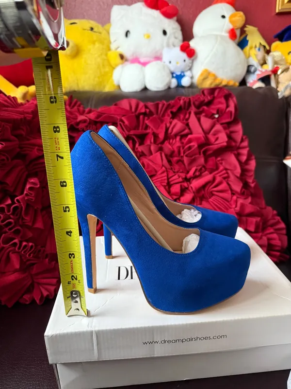 DREAM PAIRS Women's Party Sexy Platform Nightclub Shoes size 7 Blue Suede - Image 3