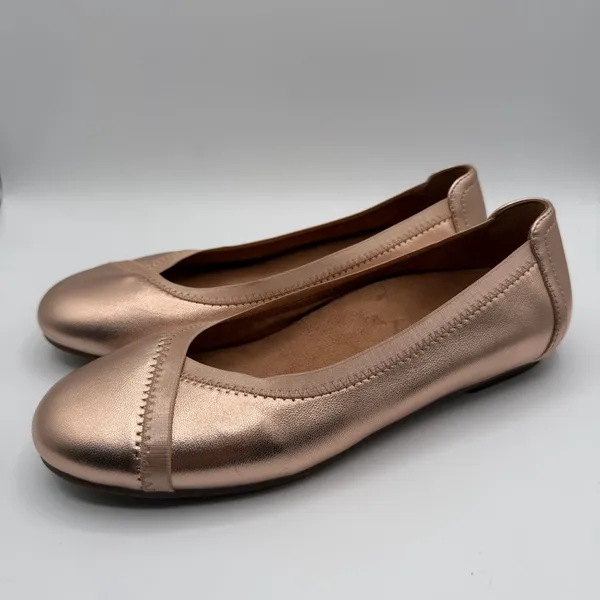 Vionic Caroll Rose Gold Metallic Leather Ballet Flats Womens US 6.5M - Image 3