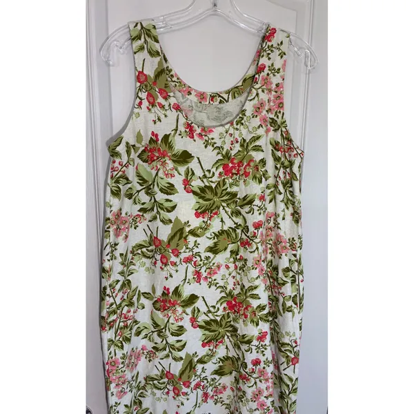 Laura Ashley Linen Blend‎ Floral Shift Dress Scalloped Hem Pink Green M - Image 11