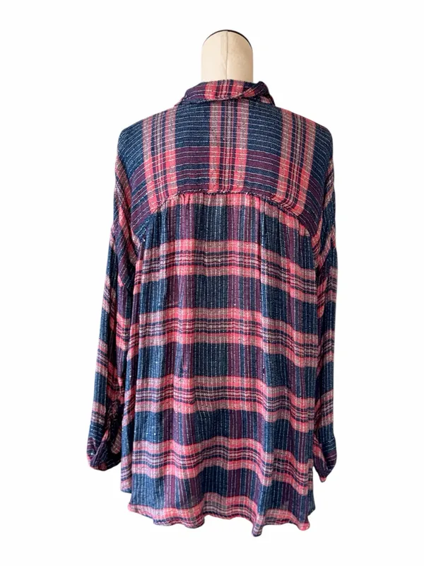 NWOT Free people fearless love oversized top pink Blue Medium - Image 8