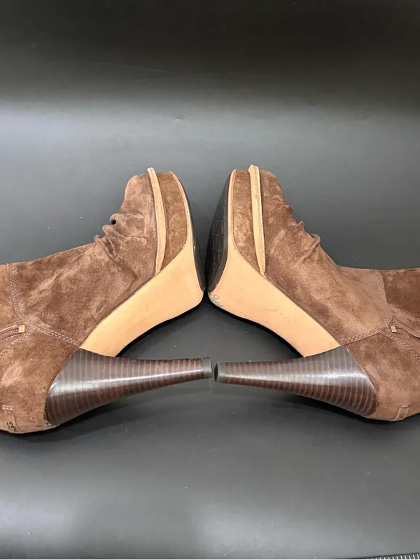 UGG Australia Brown Suede Bianka Heeled Booties 8 - Image 6