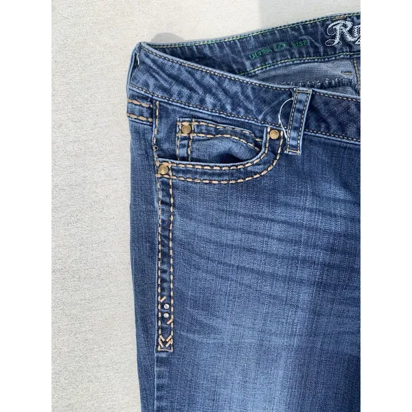 Rock 47 by Wrangler Women’s 11/12 Bootcut Jeans 33x34 Blue Rhinestone Pockets - Image 8