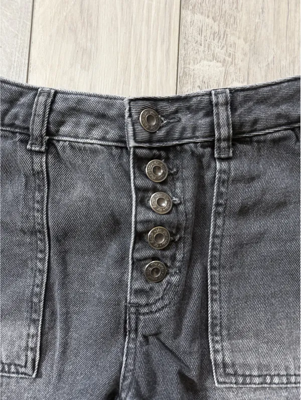 Free People Whimsigoth Jesse Carpenter Washed Black Denim Cotton Shorts 24 - Image 6