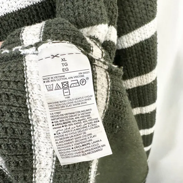 Old Navy XL Sweater Green Striped Crew‎ Raglan Academia Fall Knit Office 810 - Image 8