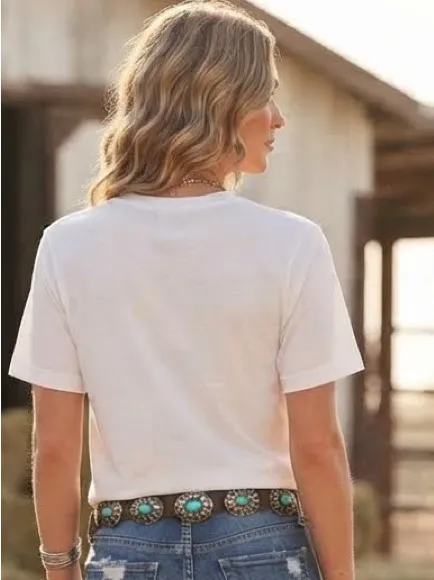 Save a Horse, Ride a Cowgirl Graphic Tee L 22” p2p White NWOT - Image 5