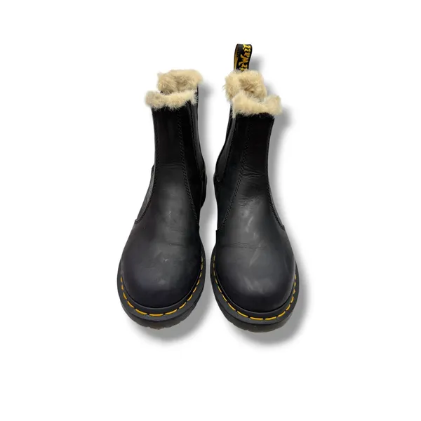 Dr. Martens 2976 Leonore‎ Chelsea Boots Womens 7 Black Faux Fur Lined Leather - Image 2
