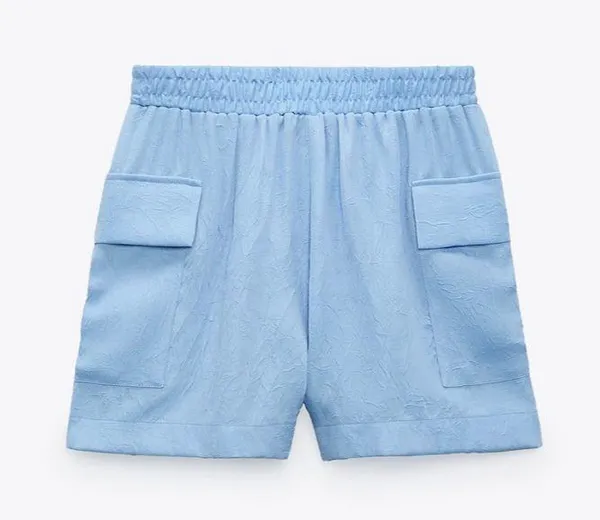 ZARA Satin Effect Cargo Shorts, Size M - Image 5