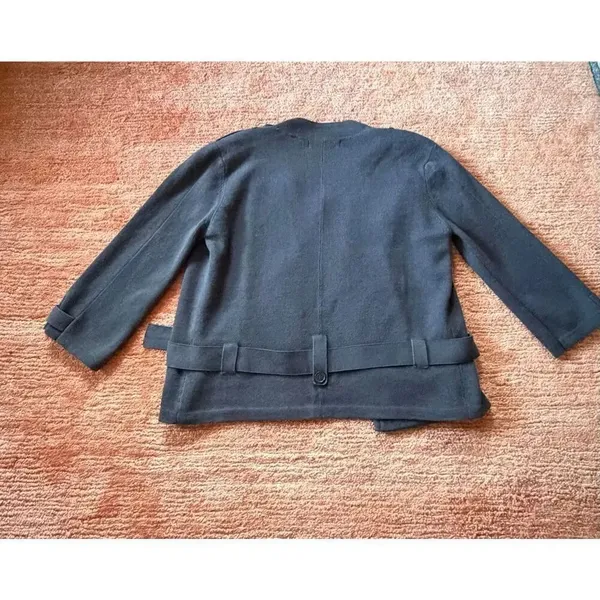 Ben Sherman Double Breasted Grey Knit Women’s Belted 3/4 sleeves Jacket Size M - Image 9