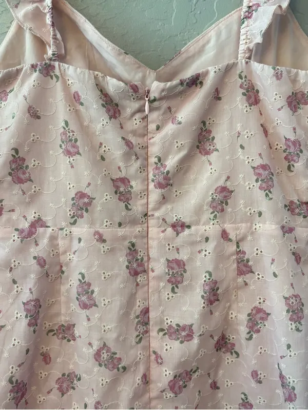 Princess Polly light pink floral eyelet sleeveless ruffle strap sundress size 6 - Image 11