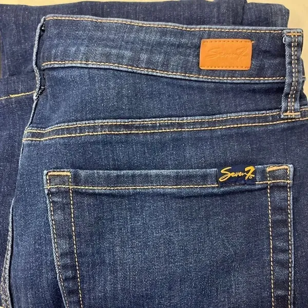 Seven7 high rise vintage straight dark wash non ripped jeans size 12 #740 - Image 8