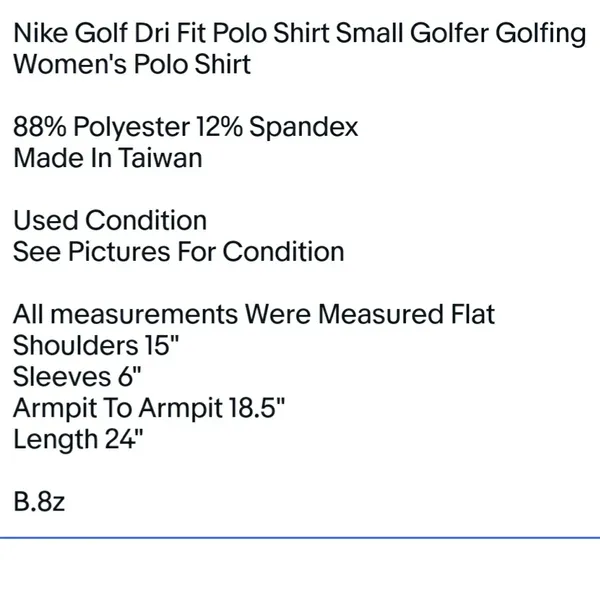 Nike Golf Dri Fit Polo Shirt Small Golfer Golfing Women's Polo Shirt - Image 7