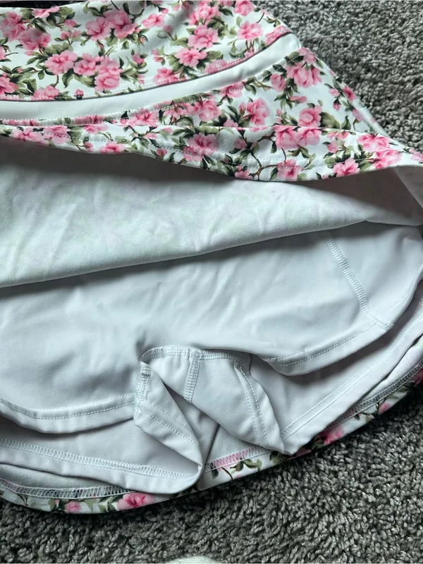 Astoria Activewear Floral Pink and White Two-Piece Skirt Set - Image 3