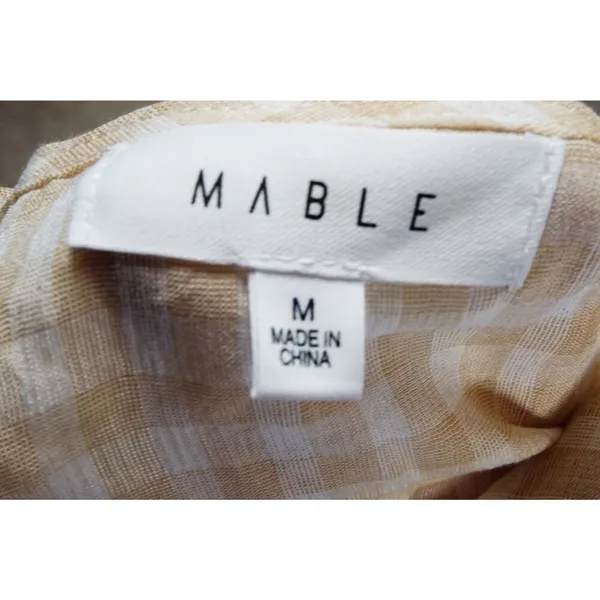 MABLE Gingham Plaid Checkered PeasantRuffle Sleeve Dress Womans Medium - Image 6