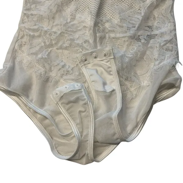 Mesh & Lace Teddy Bodysuit White‎ Bachelorette Party Going Out Outfit Size S New - Image 3
