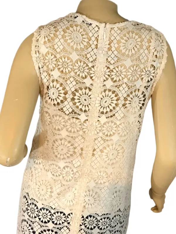 Alice + Olivia Off White Crochet Lace "Gretchen" Maxi Tunic And Cami (M) - Image 8
