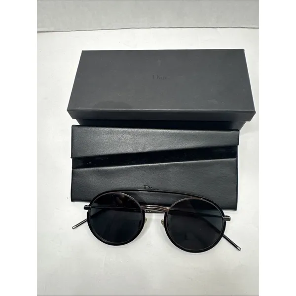 Dior Homme Synthesis 01 Sunglasses Black Round 51-22-155 w/ Case Box - Image 10