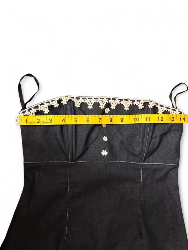 Vintage Moda International Strapless Denim Lace Dress Size 6 - Image 5