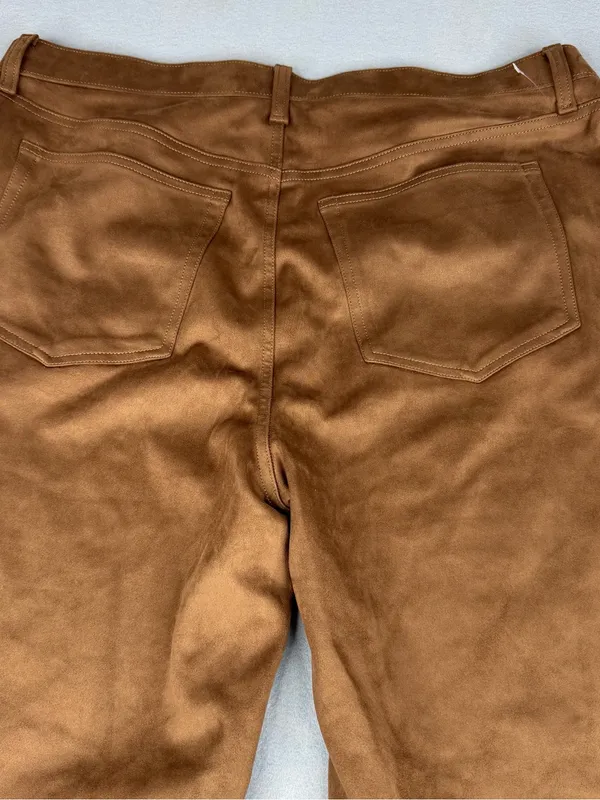 Abercrombie Curve Love 90s Relaxed Faux Suede Pants Brown NWT 34R - Image 4