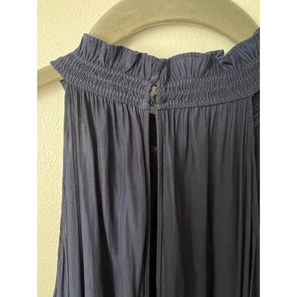 Ramy Brook‎ Perla Halter-Neck Smocked Dress Size XS Navy Tiered Mini Cocktail - Image 5