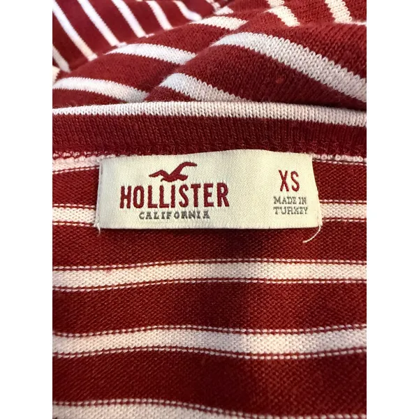 Hollister Red White Striped Long Sleeve Pocket Mini Dress XS y2k academia dainty - Image 5