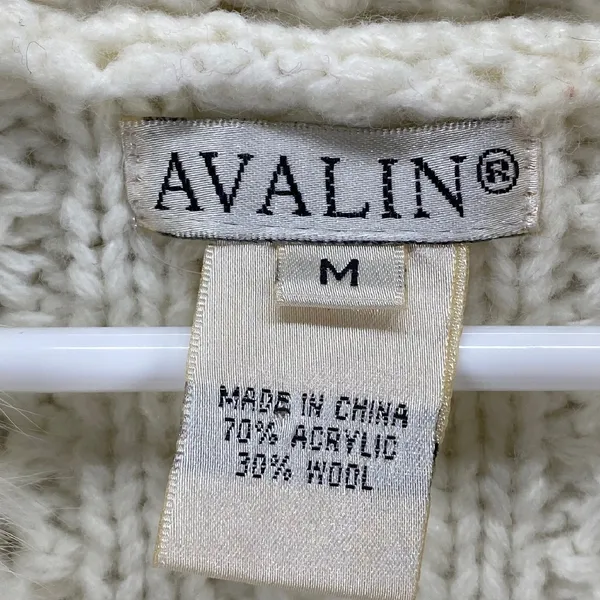 Avalin Sweater Vest Faux Fur Collar Wool‎ Blend Sleeveless Knit Ivory M - Image 2