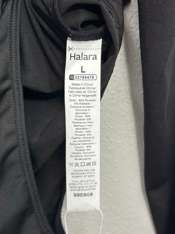 NWT Halara Round Neck Long Sleeve Bodysuit Size large Black Bodycon Stretch Fit - Image 4