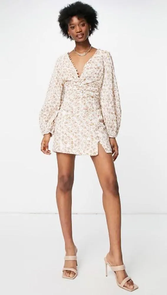 Bardot Broderie Dress 4/XS Tan Paisley - Image 11